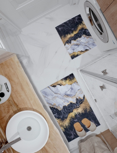 Komplet Łazienkowy Kilian Glamour 2 części Marmur Wielokolorowy