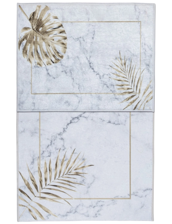 Komplet Łazienkowy Kilian Glamour 2 części Roślinny Szary