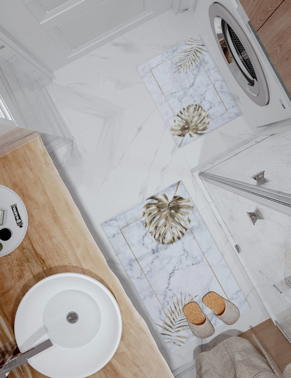 Komplet Łazienkowy Kilian Glamour 2 części Roślinny Szary