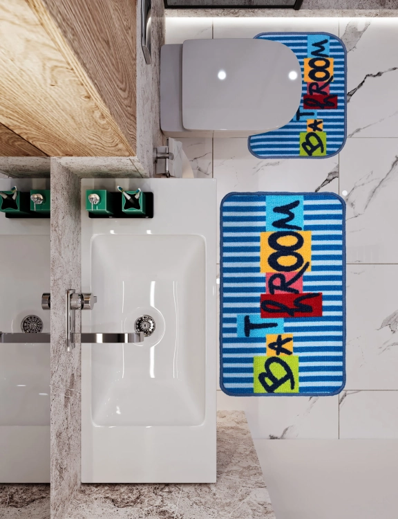 Efloor Komplet Dywaniki Łazienkowe Stella 2 Części Bathroom Niebieski