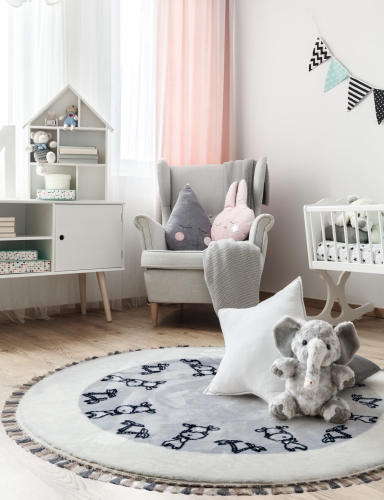 Dywan Pluszowy Maximo Design 120cm Okrągły Krówka  Szary