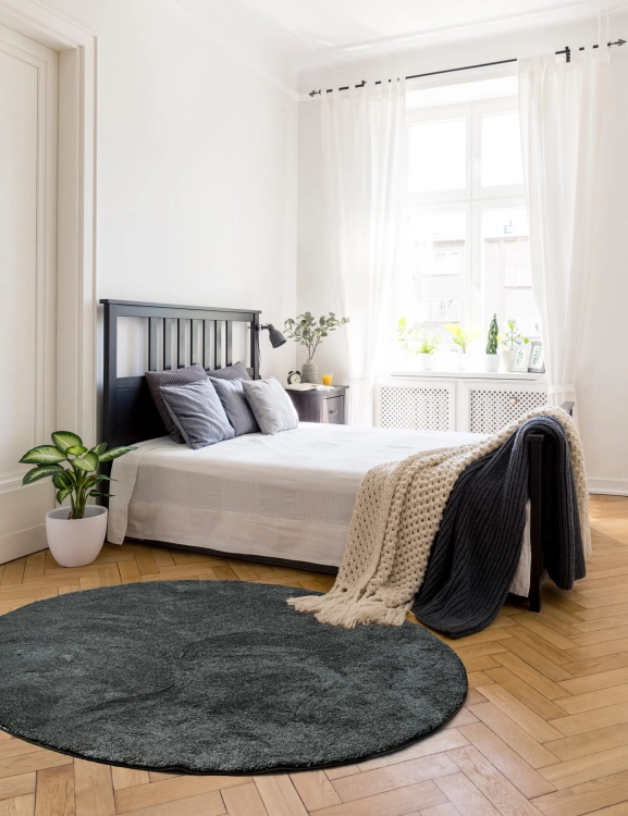 Efloor Dywan Shaggy Forest Okrągły 200cm Grafitowy