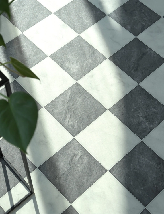 Wykładzina PCV 2m Smartex Holywell 990 Szachownica Czarny