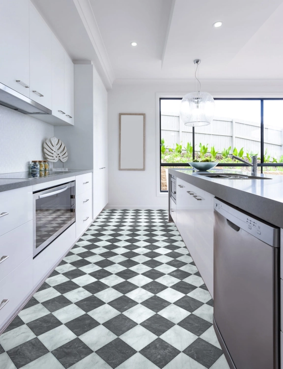 Wykładzina PCV 4m Smartex Holywell 990 Szachownica Czarny