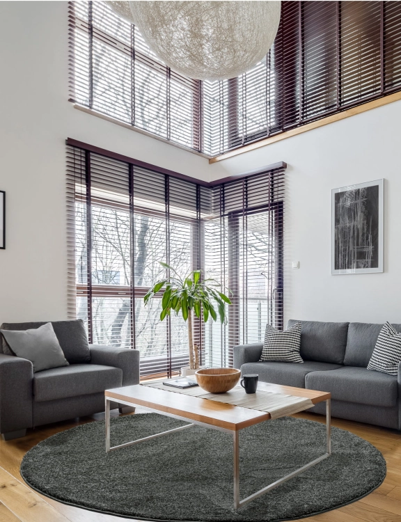 efloor Dywan Shaggy Forest Okrągły 200cm Grafitowy