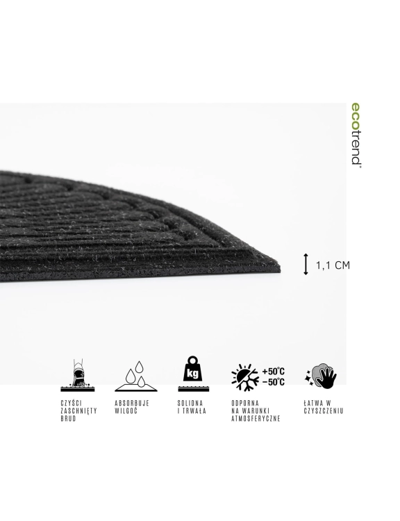 e-floor Wycieraczka Half Moon Contours Czarny