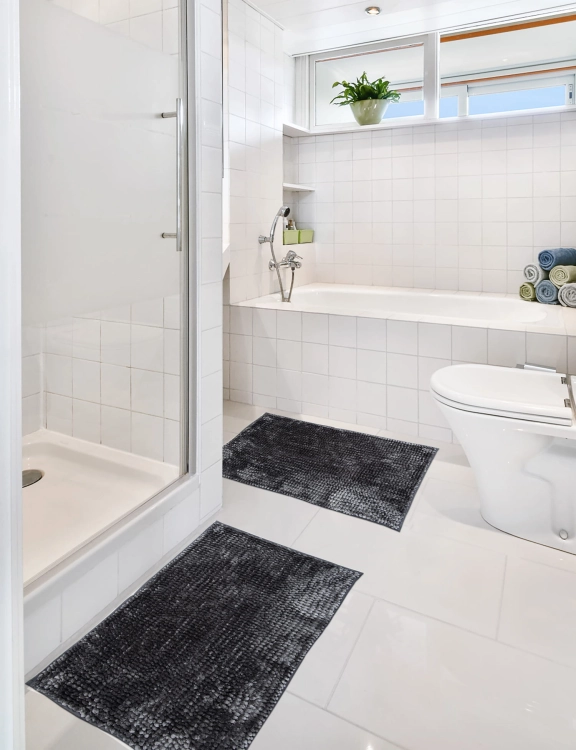 Efoor Komplet Dywaników Łazienkowych Chenille Velvet 50x80+60x90 Grafitowy