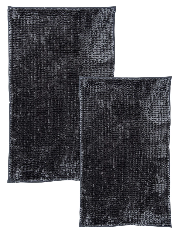 Efoor Komplet Dywaników Łazienkowych Chenille Velvet 50x80+60x90 Grafitowy