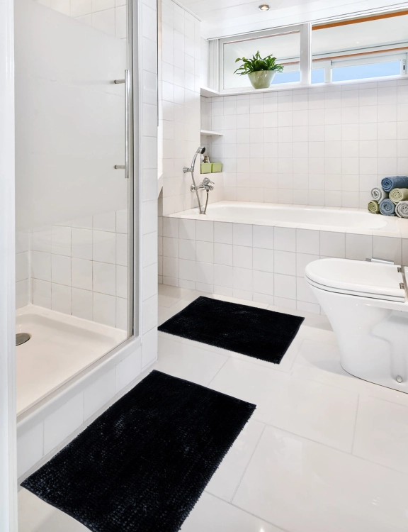 Efloor Komplet Dywaników Łazienkowych Chenille Velvet Zestaw 2szt Czarny