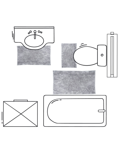 Efloor Komplet Dywaników Łazienkowych Chenille Velvet 3el Szary