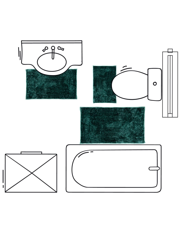 Efloor Komplet Dywaników Łazienkowych Chenille Velvet 3el Zielony