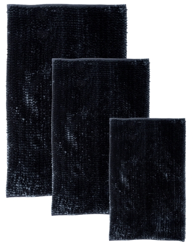Komplet Dywaników Łazienkowych Chenille Velvet 3el Czarny