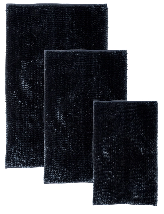 Komplet Dywaników Łazienkowych Chenille Velvet 3el Czarny