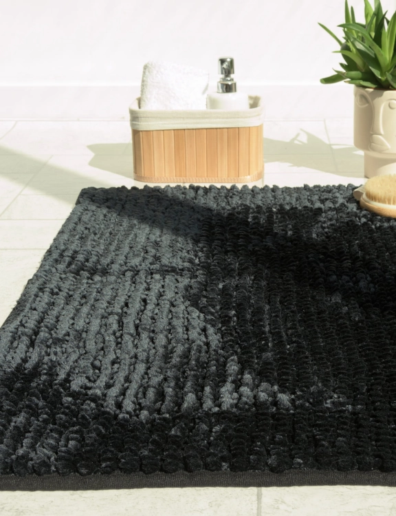 Komplet Dywaników Łazienkowych Chenille Velvet 3el Czarny