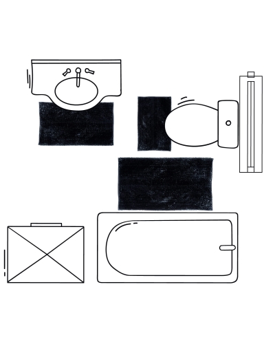 Komplet Dywaników Łazienkowych Chenille Velvet 3el Czarny