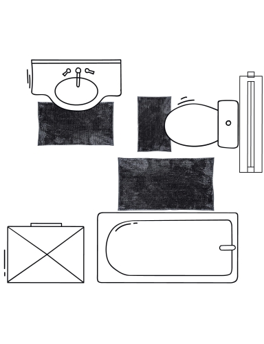 Efloor Komplet Dywaników Łazienkowych Chenille Velvet 3el Grafitowy