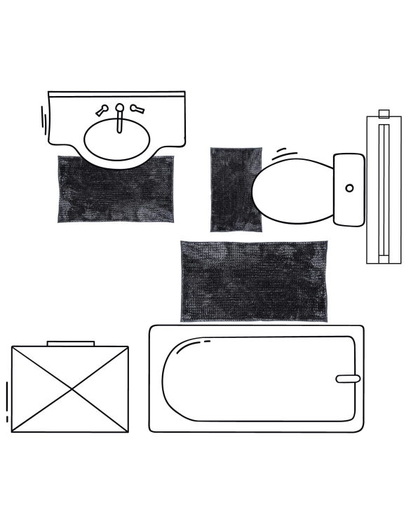 Efloor Komplet Dywaników Łazienkowych Chenille Velvet 3el Grafitowy