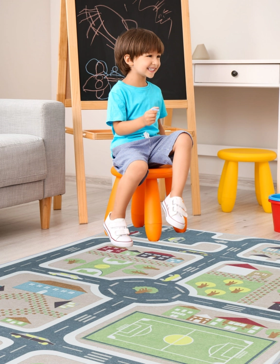 Efloor Dywan Dziecięcy Ulice 150x200cm Szary