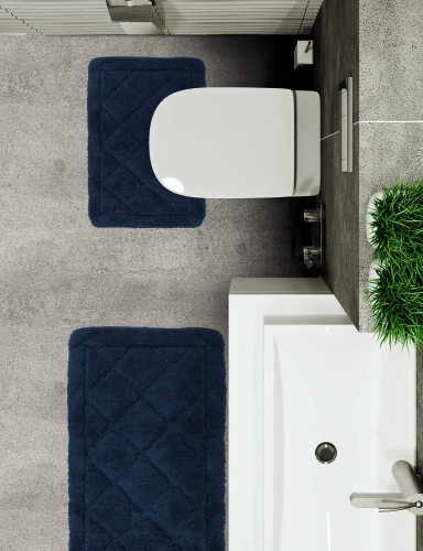 Efloor Komplet Dywaników Łazienkowych Soft 2el 50x80cm + 40x60cm Antypoślizgowy Granatowy