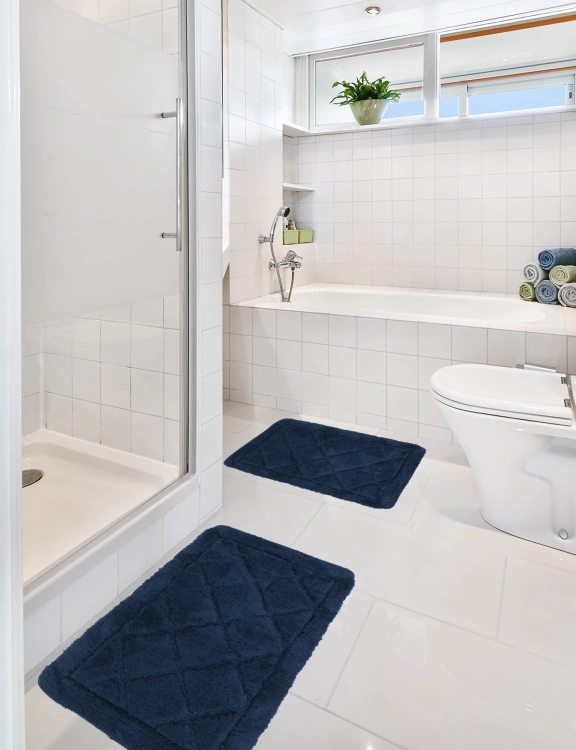 Efloor Komplet Dywaników Łazienkowych Soft 2el 50x80cm + 40x60cm Antypoślizgowy Granatowy