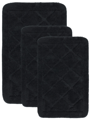Efloor Komplet Dywaników Łazienkowych Soft 3el 50x80cm + 2x 40x60cm Antypoślizgowy Czarny