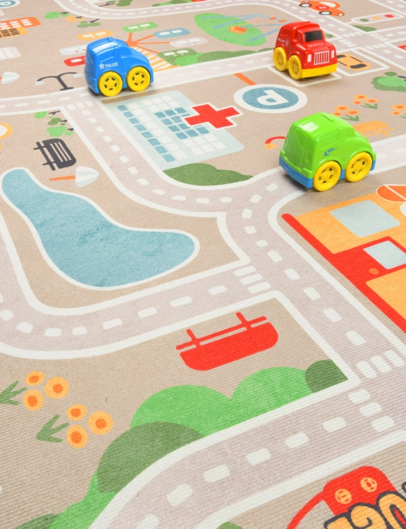 Efloor Dywan Dziecięcy Ulice 100x150cm Beżowy