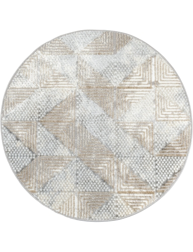 e-floor Dywan Nowoczesny Wenecja 120cm Okrągły Geometryczny Beżowy