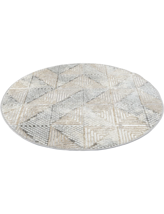 e-floor Dywan Nowoczesny Wenecja 120cm Okrągły Geometryczny Beżowy
