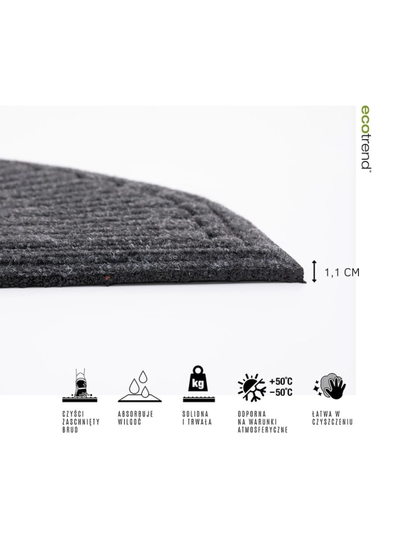 e-floor Wycieraczka Half Moon Contours Szary