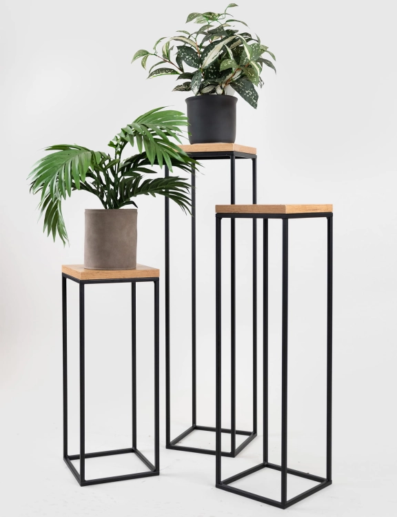 Efloor Kwietnik Stojący Metalowy Loft S 19x19x49cm Czarny