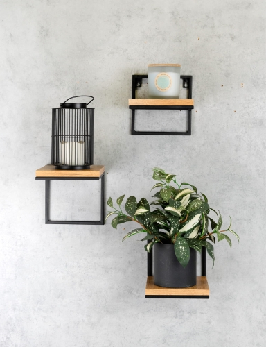 Efloor Zestaw 3szt Kwietników Na Ścianę Metalowych Loft Półki 19x20x19cm Czarny