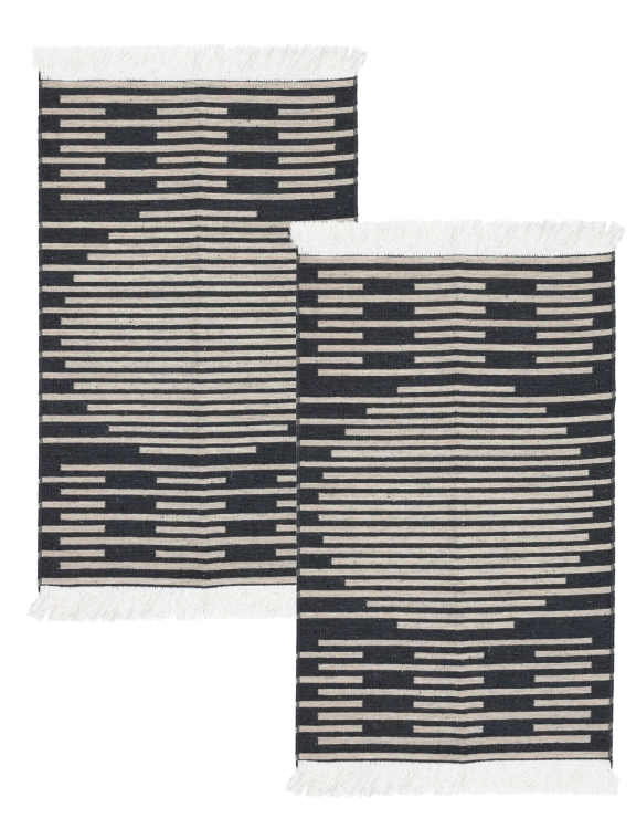 Efloor Zestaw 2szt Dywan Kilim Modern 50x80cm Boho Czarny