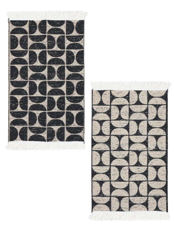 Efloor Zestaw 2szt Dywan Kilim Modern 50x80cm + 60x120cm Pure Czarny