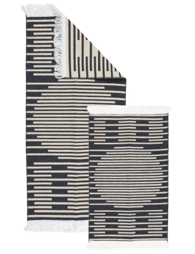 Efloor Zestaw 2szt Dywan Kilim Modern 50x80cm + 60x120cm Boho Czarny