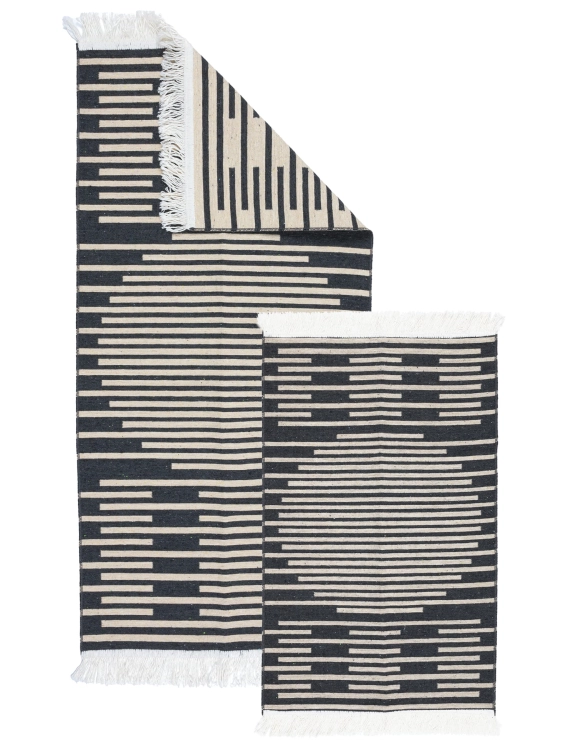 Efloor Zestaw 2szt Dywan Kilim Modern 50x80cm + 60x120cm Boho Czarny