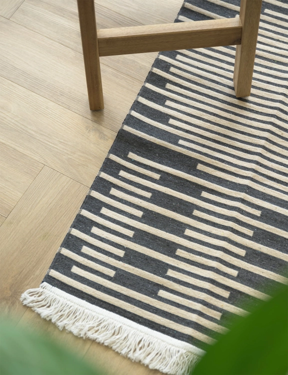 Efloor Zestaw 2szt Dywan Kilim Modern 50x80cm + 60x120cm Boho Czarny