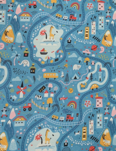 efloor Wykładzina Dywanowa Dziecięca Ulice 4m Niebieska Certyfikat Cfl-S1