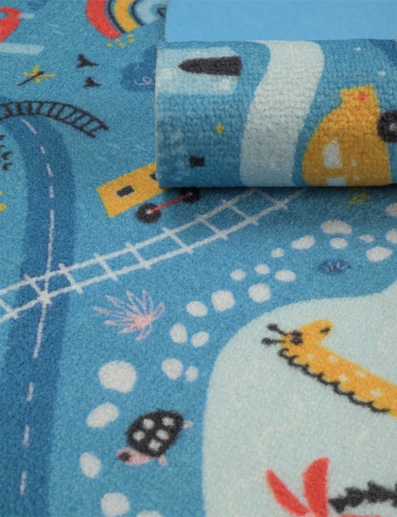 efloor Wykładzina Dywanowa Dziecięca Ulice 4m Niebieska Certyfikat Cfl-S1