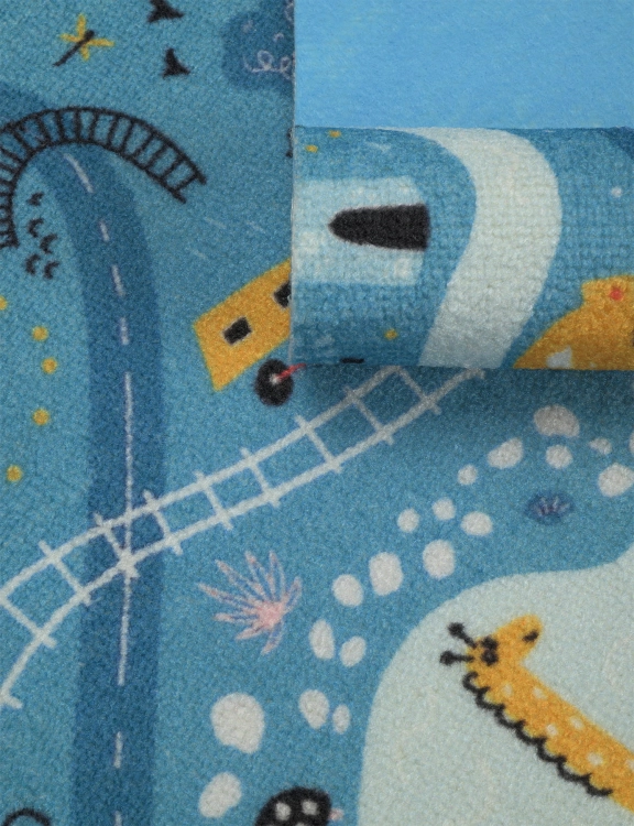 efloor Wykładzina Dywanowa Dziecięca Ulice 4m Niebieska Certyfikat Cfl-S1