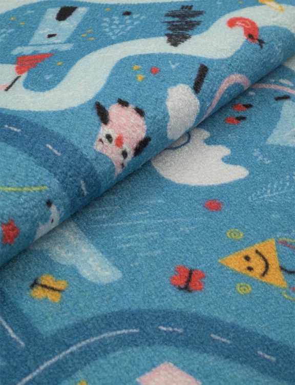 efloor Wykładzina Dywanowa Dziecięca Ulice 4m Niebieska Certyfikat Cfl-S1