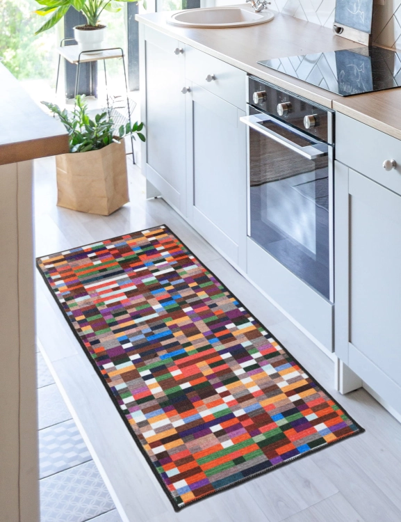 Efloor Dywan Nowoczesny Piksel 65x130cm Geometryczny Wielokolorowy