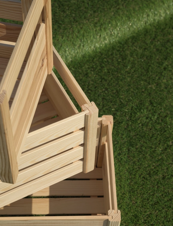 Efloor Skrzynka drewniana 29.5x46x23.5cm Naturalna Dekoracyjna