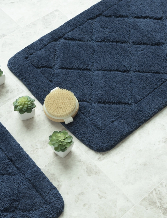Efloor Komplet Dywaników Łazienkowych Soft 3el 50x80cm + 2x 40x60cm Antypoślizgowy Granatowy