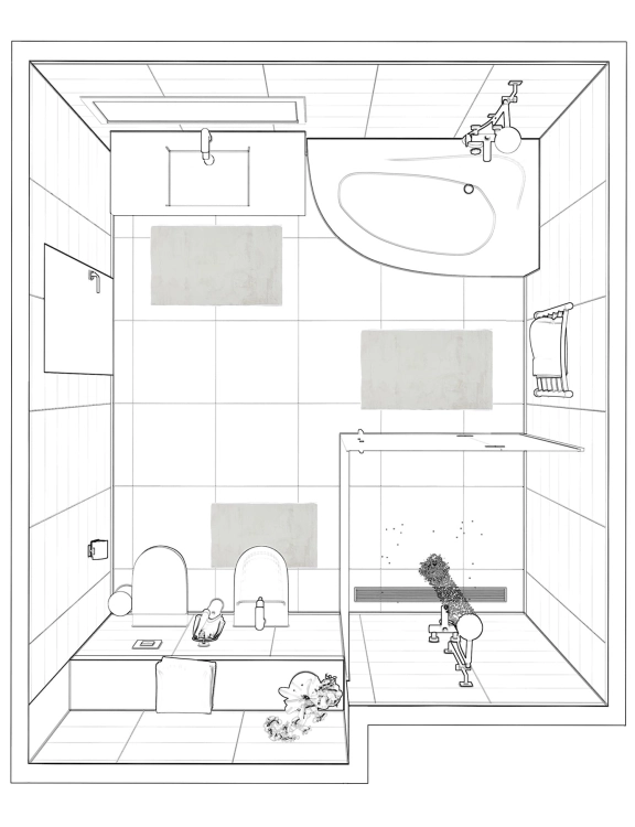 Efloor Komplet Dywaników Łazienkowych Vivid Zestaw 3szt Kremowy