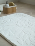 Dywanik łazienkowy Sofia 50x80cm Liście Biały