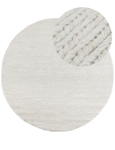 Efloor Dywan Wełniany Alma Wool 160cm Okrągły Kremowy