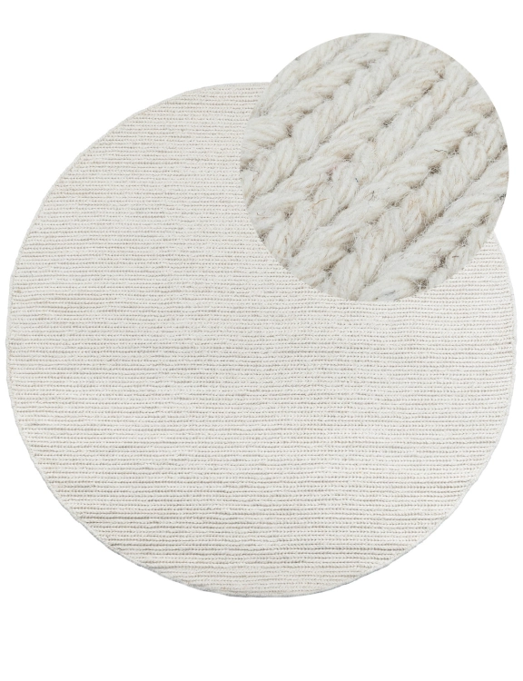 Efloor Dywan Wełniany Alma Wool 160cm Okrągły Kremowy
