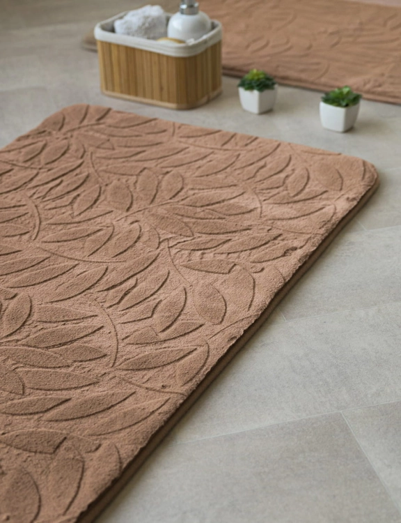 efloor Dywanik łazienkowy Sofia 50x80cm Liście Beżowy