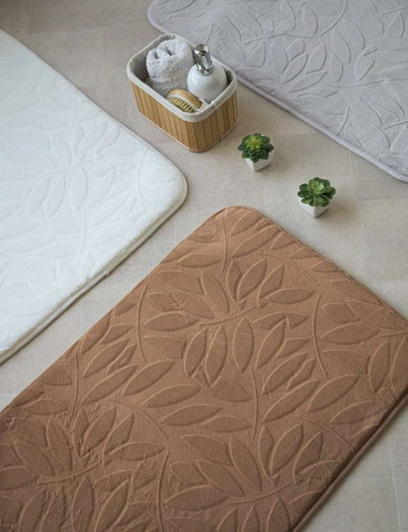 efloor Dywanik łazienkowy Sofia 50x80cm Liście Beżowy