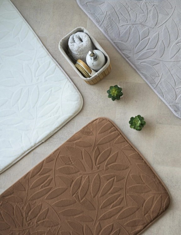 efloor Dywanik łazienkowy Sofia 50x80cm Liście Beżowy